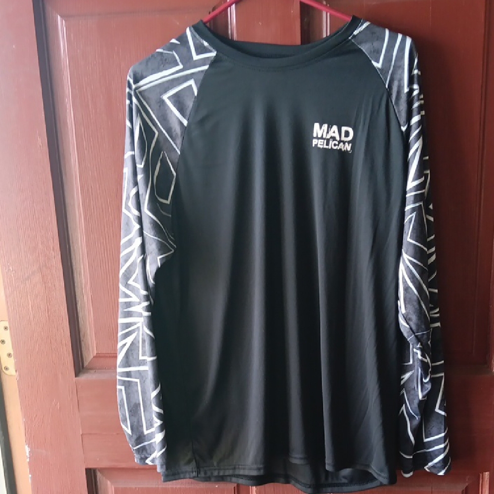 Black Rash Guard with Geometric Sleeve Design